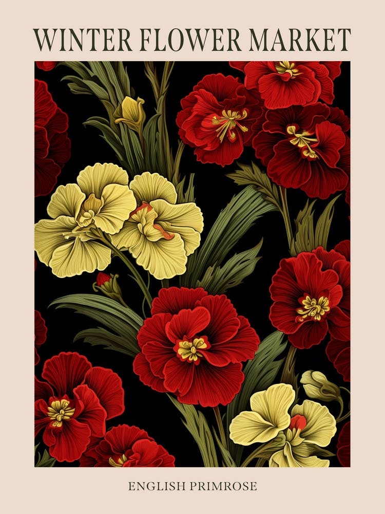 English Primrose 2 Winter Flower Market Poster