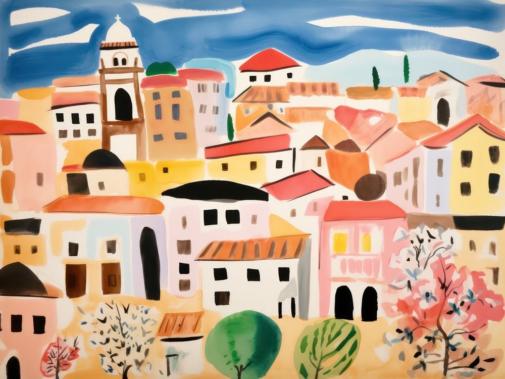 Piacenza Italy Cute Watercolour Illustration 4