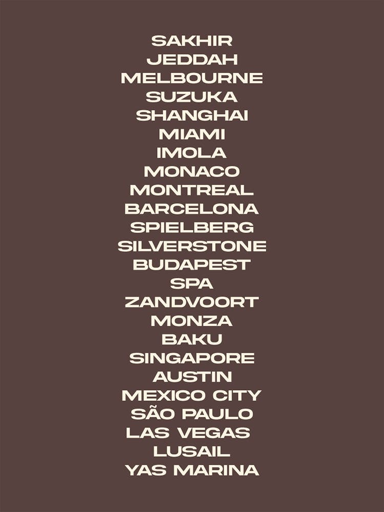 F1 Race Track Venues Formula 1 Racing Track F1 Merch Formula One F1 Poster Formula 1 Poster F1