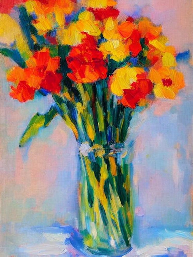 Daffodil Floral Abstract Block Colour 1 Flower
