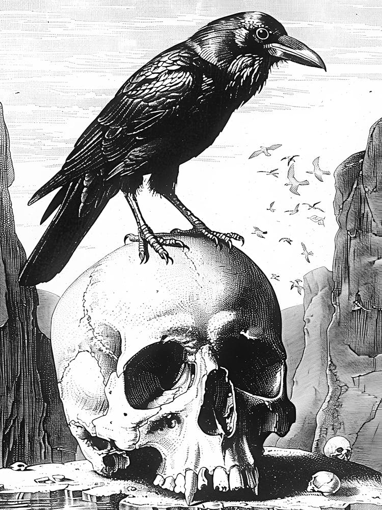 Raven On Skull