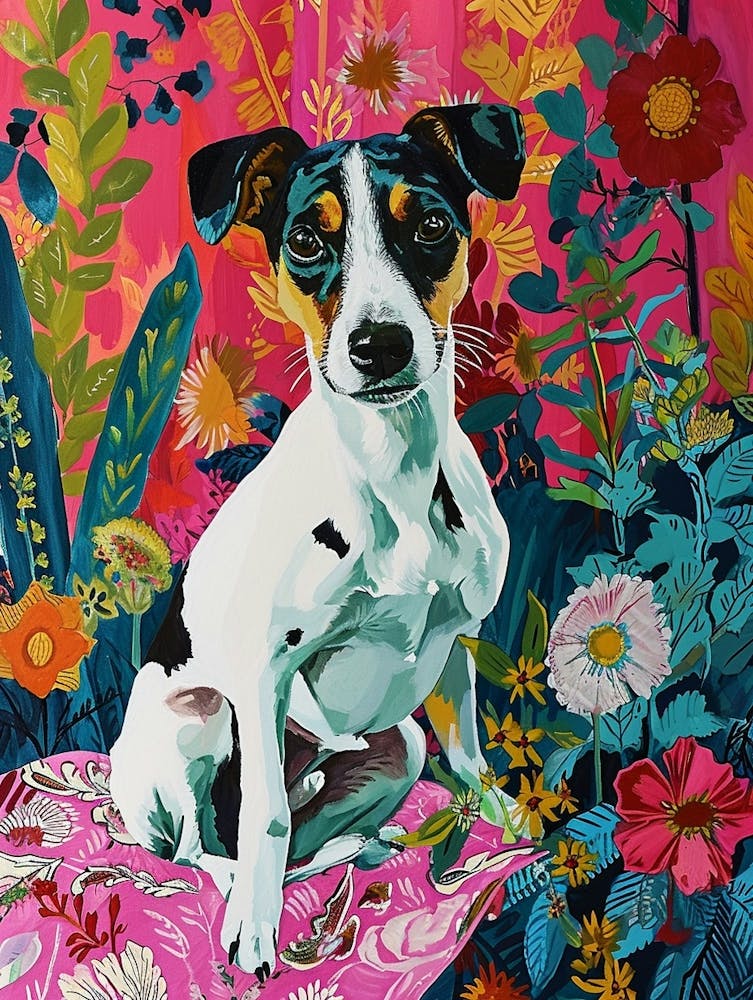 Floral Animal Painting Dog 3