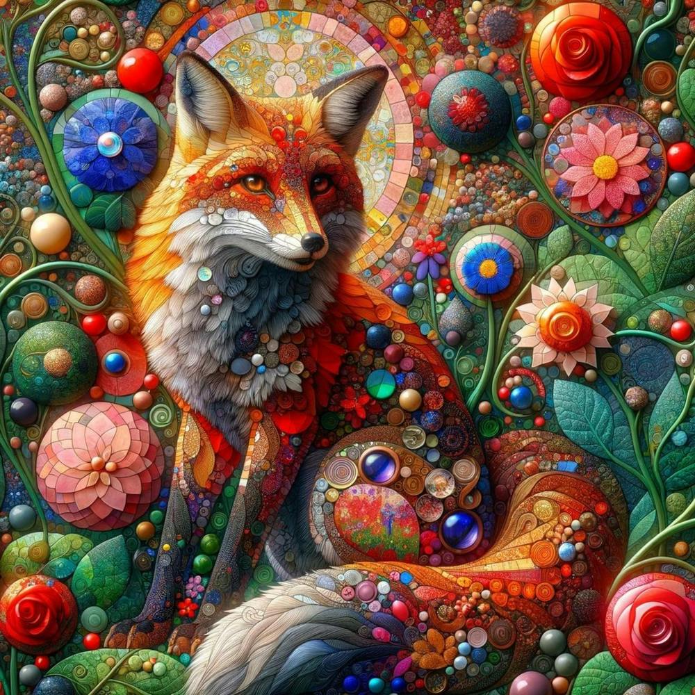 Fox in the style of collage-inspired 5