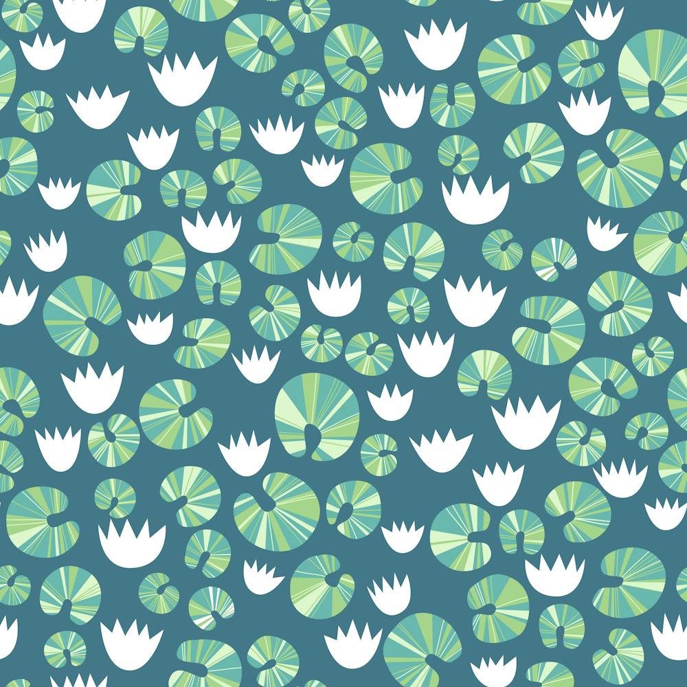 Seerosen und Seeblätter in einem Teich