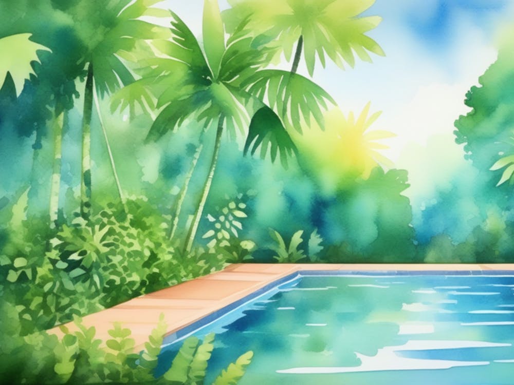 Watercolor Tropical Pool