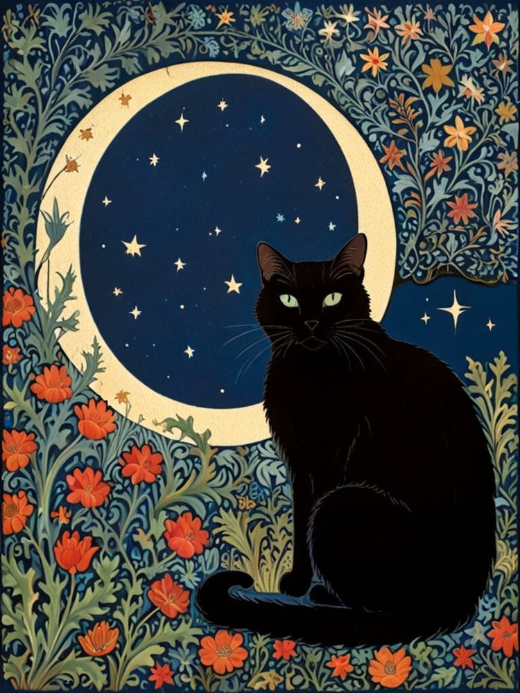 William Morris Black Cat In The Moonlight 9