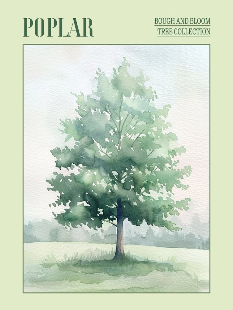 Poplar Tree Atmospheric Watercolour Painting 4 Poster