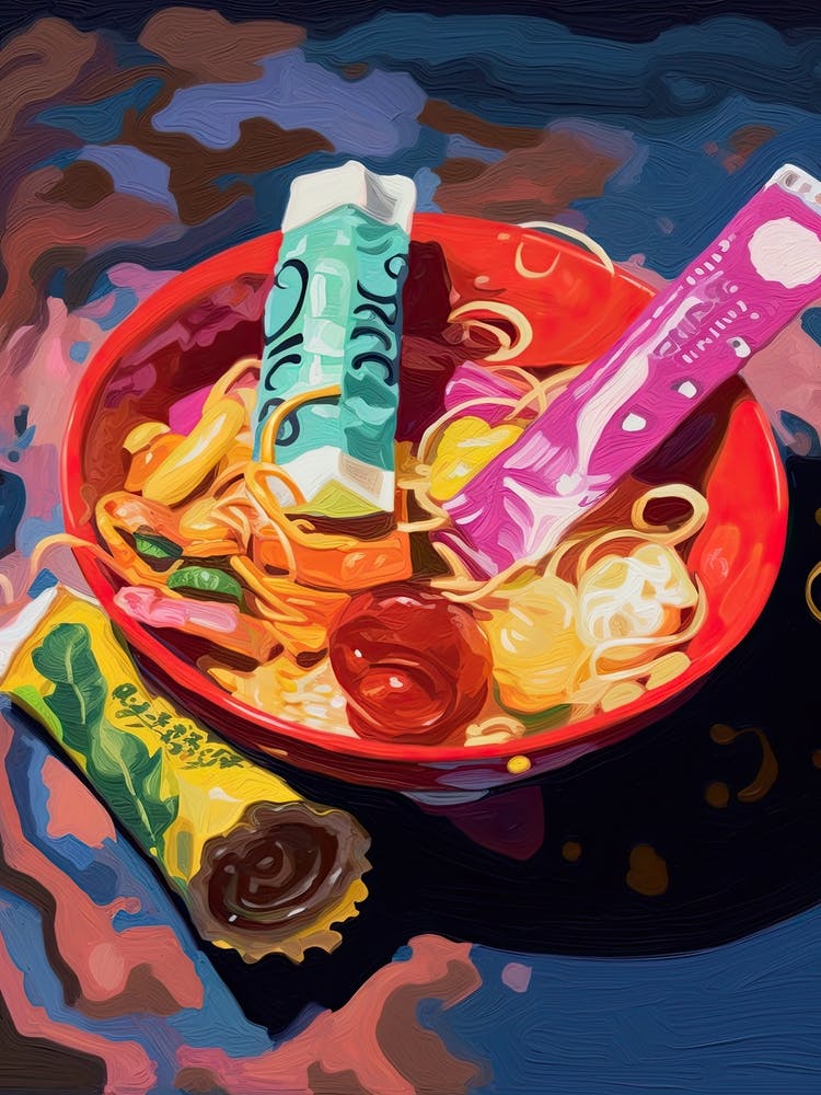 A Ramen Bowl Oil Painting 2