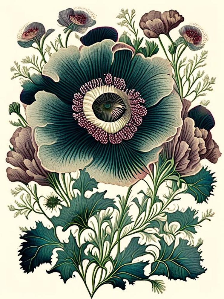Anemone 1 Floral Botanical Vintage Poster Flower
