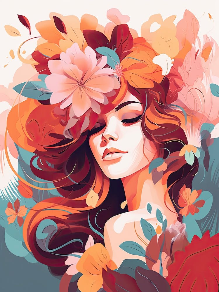 Bloom Body Art Portrait With Flowers Explosion