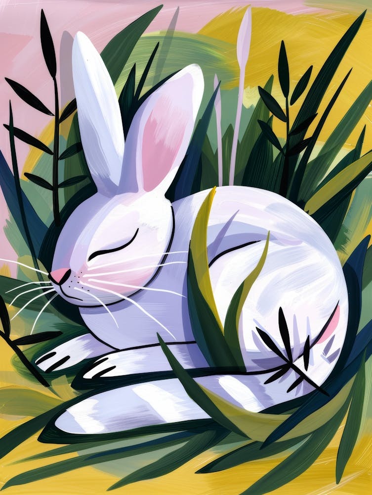 White Rabbit In Grass