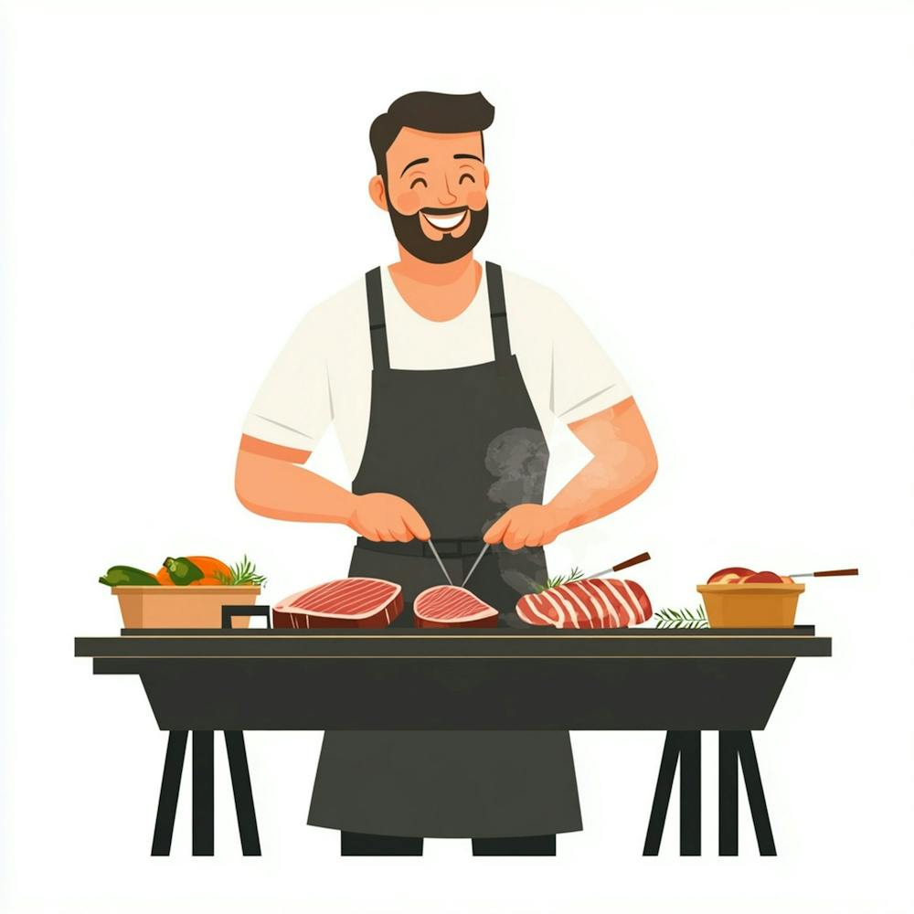 Man Grilling Meat