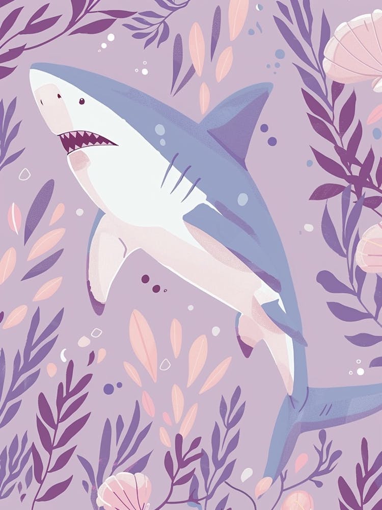 Purple Blue Shark Illustration 2