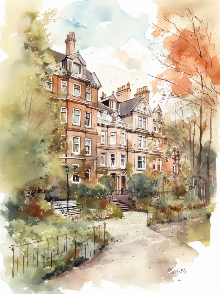 London Fields London Neighborhood, Watercolour 3