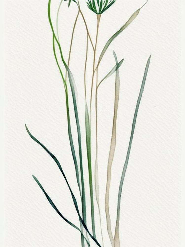 Feuille d'Oignon Sauvage Aquarelle Minimaliste 3