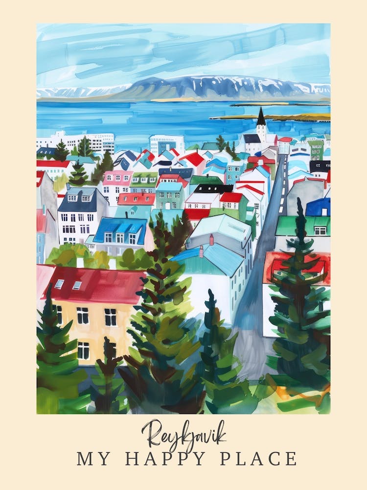 My Happy Place Reykjavik 3 Travel Poster