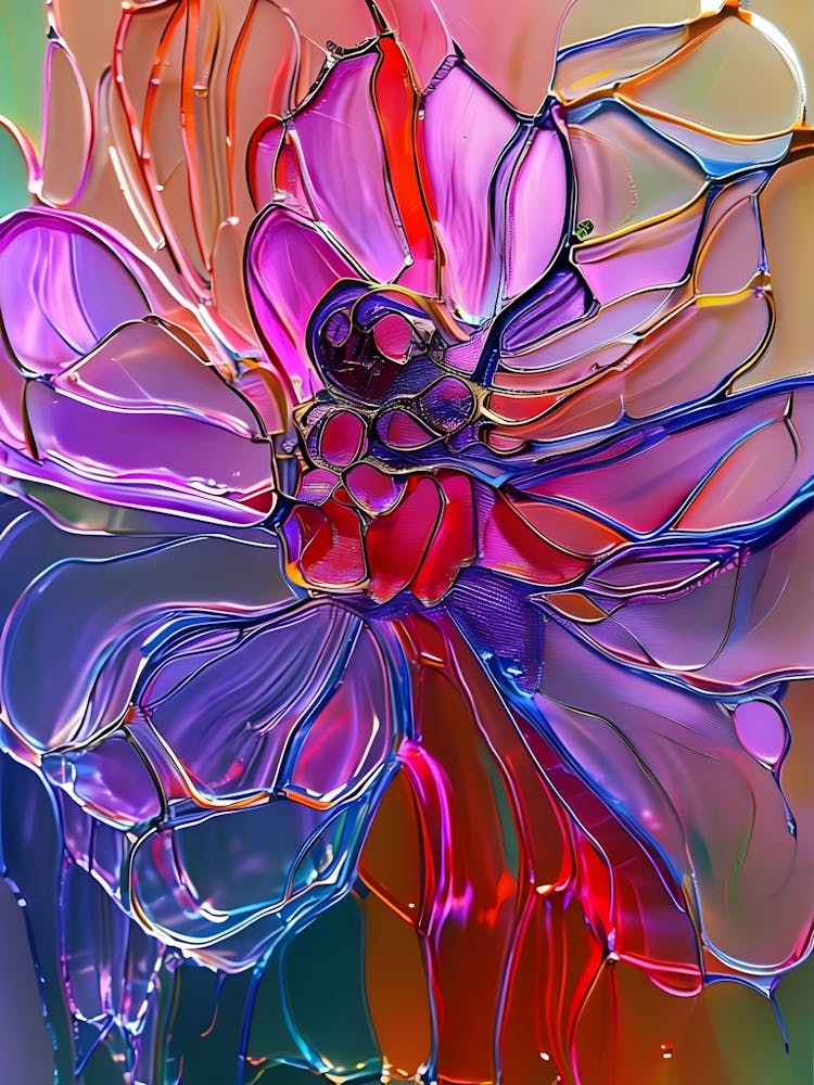 Acrylic Line Flower Art, Abstract