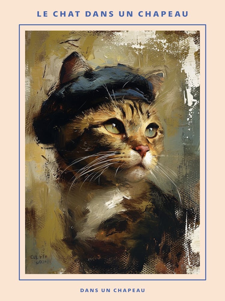 Kitsch Cat In A Beret 3 Poster