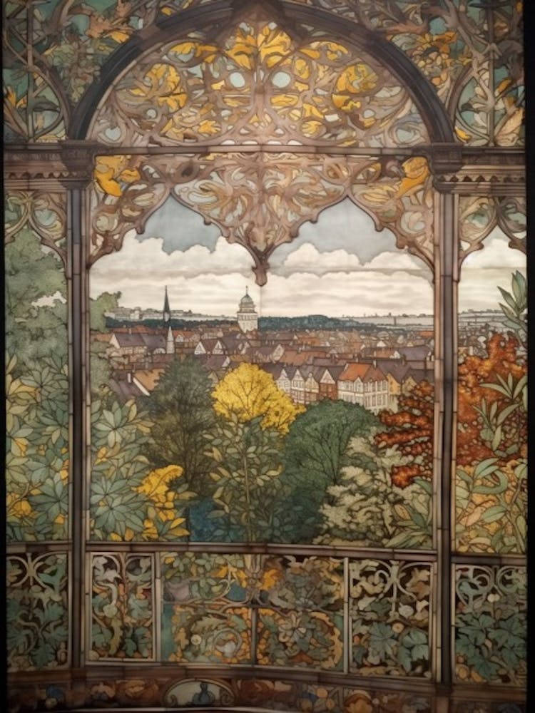 A Window View Of Berlin In The Style Of Art Nouveau 2