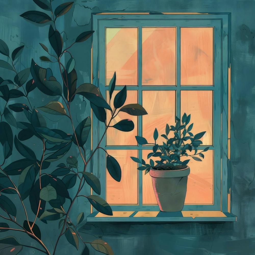 Potted Plant On Window Sill 2