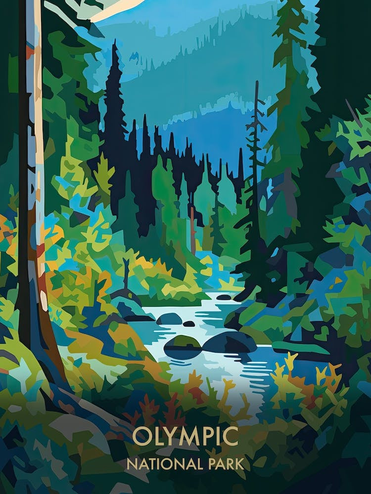 Olympic National Park Travel Poster Matisse Style 8