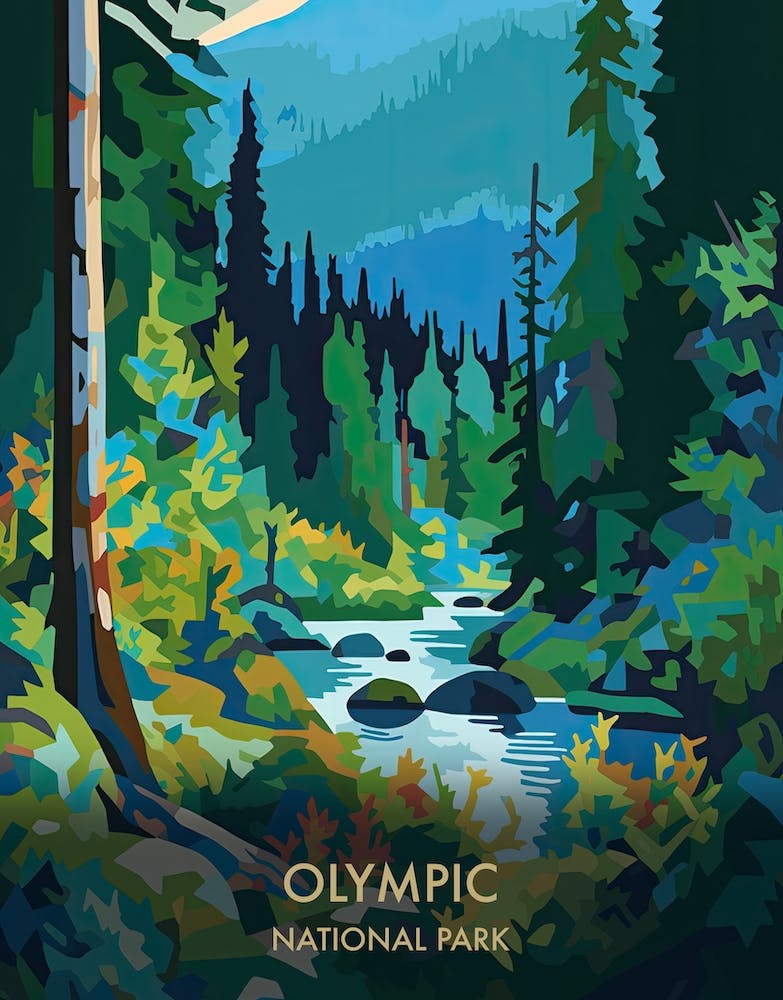 Olympic National Park Travel Poster Matisse Style 8