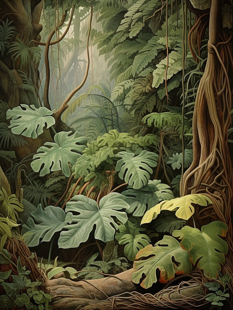 Vintage Jungle Botanical Illustration Philodendron 3