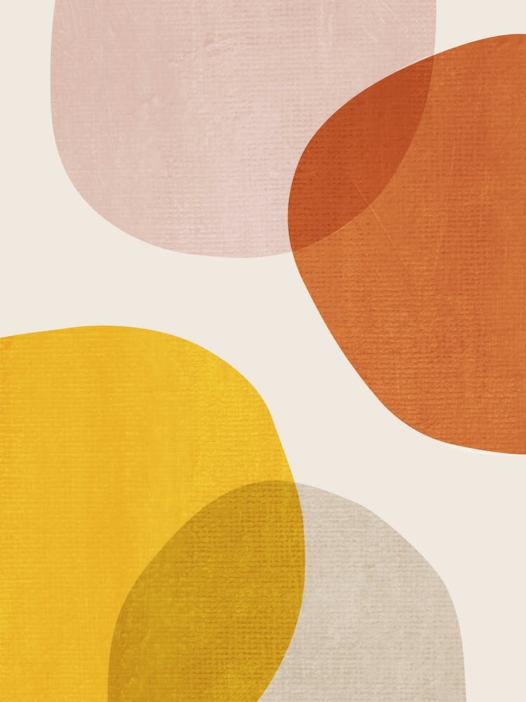 Abstract Circles Mustard Orange Beige