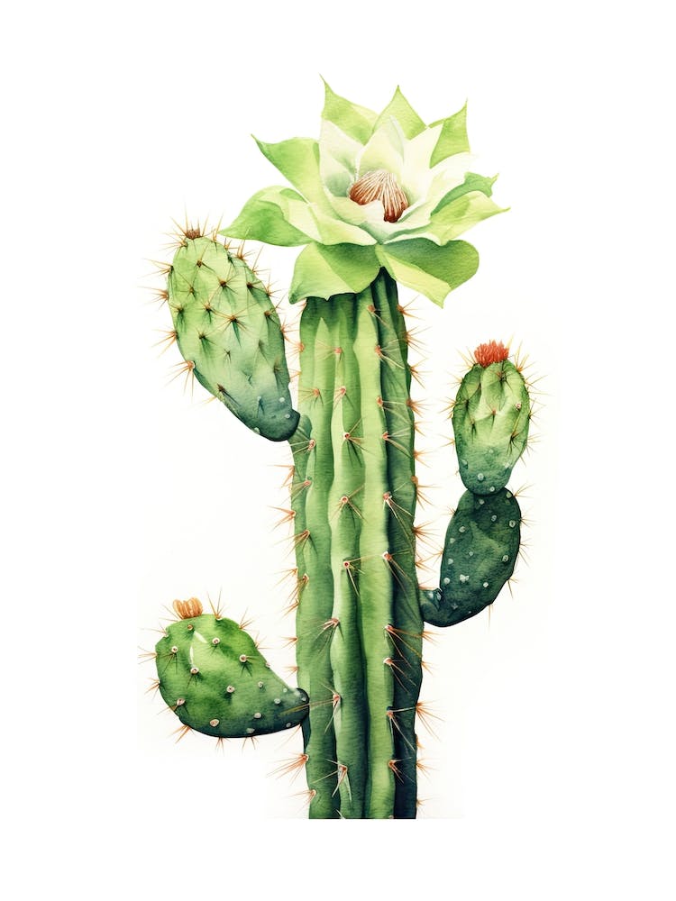 Trichocereus Cactus Watercolour Drawing 3