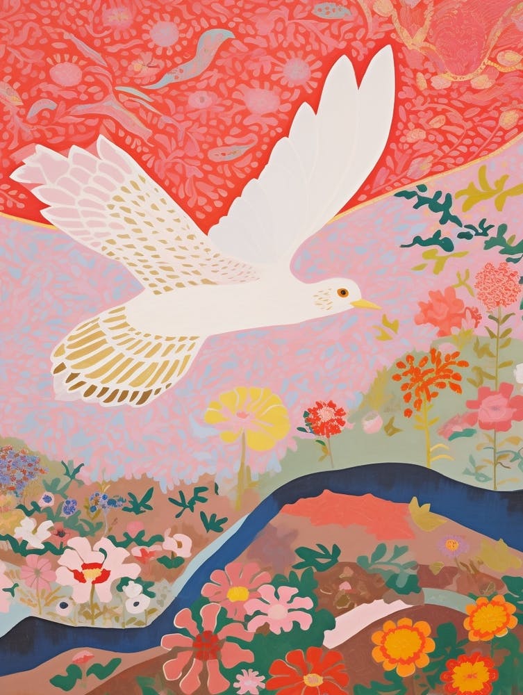 Maximalist Bird Painting Seagull 2