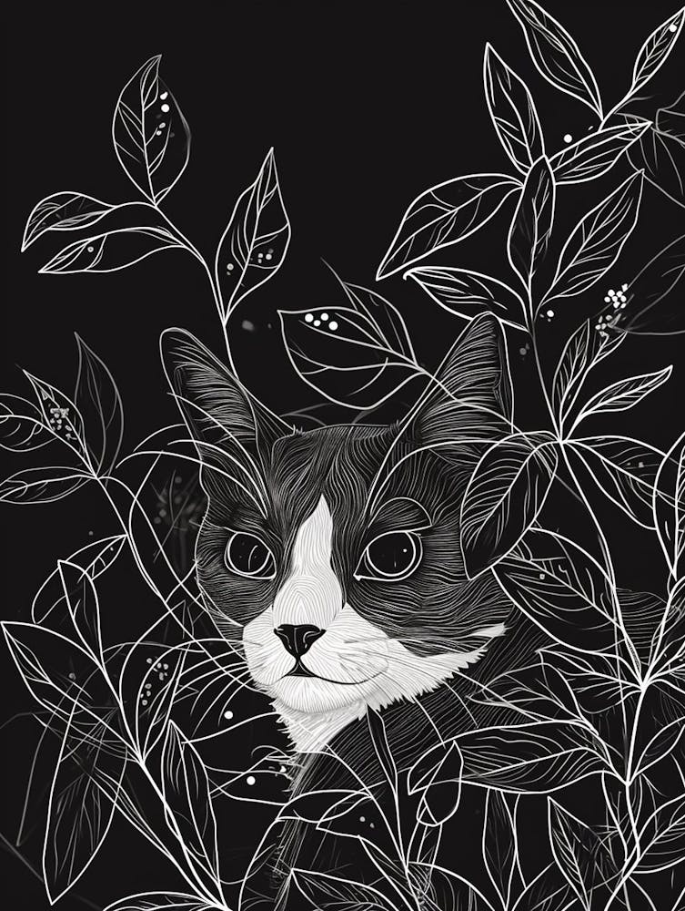 Snowshoe Cat Minimalist Illustration 2