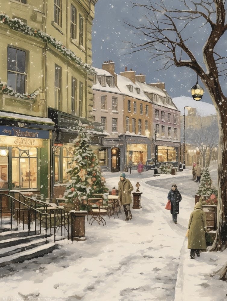 Vintage Winter Illustration Nottingham United Kingdom 1
