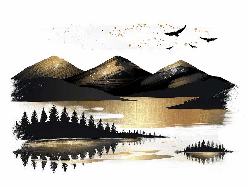 Gold Mountains And Water