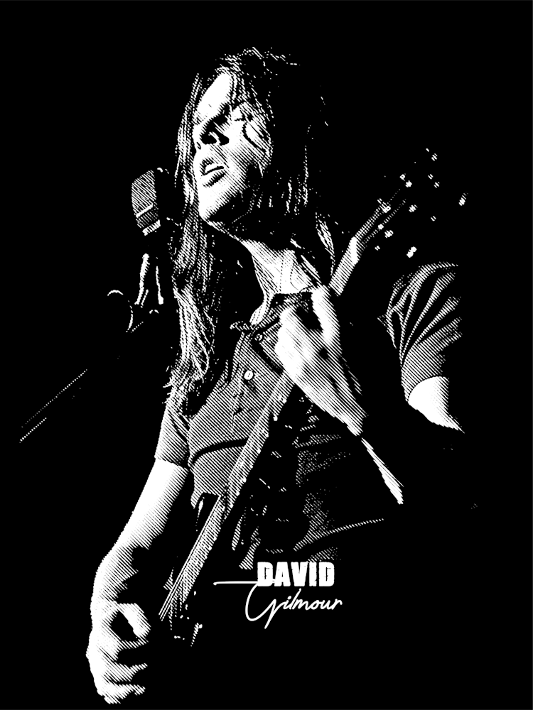 David Gilmour American Guitarist Legend in Line Art