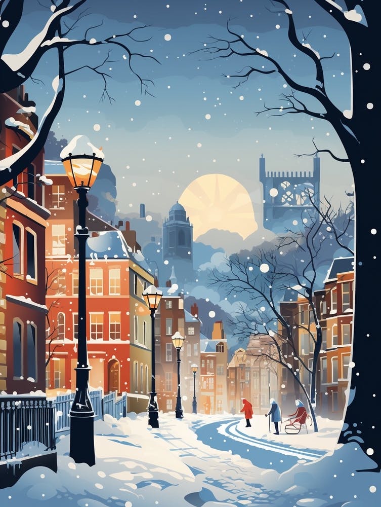 Winterreise Nacht Illustration Newcastle United Kingdom 4
