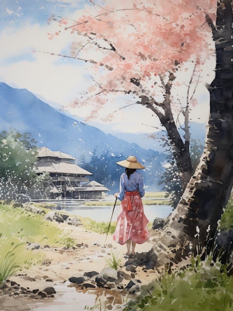 Kairakuen Japan Watercolour Painting 2