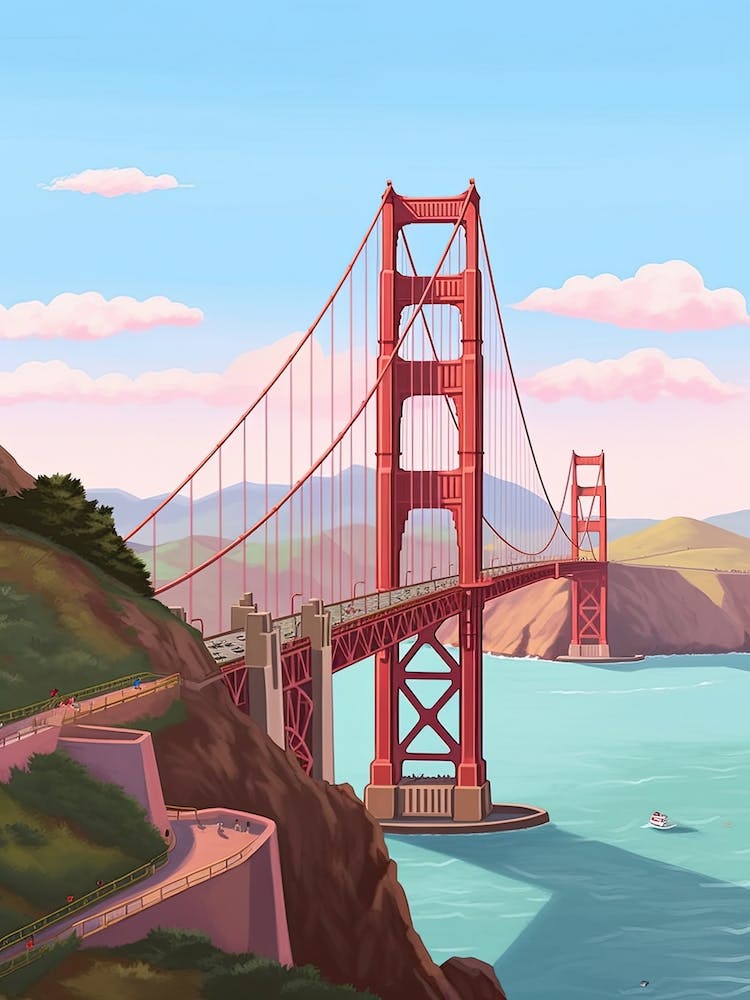 The Golden Gate San Francisco Travel Illustration 3