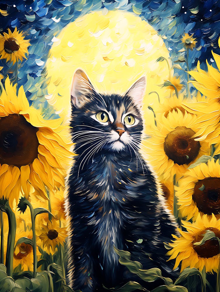 Cat Sunflowers