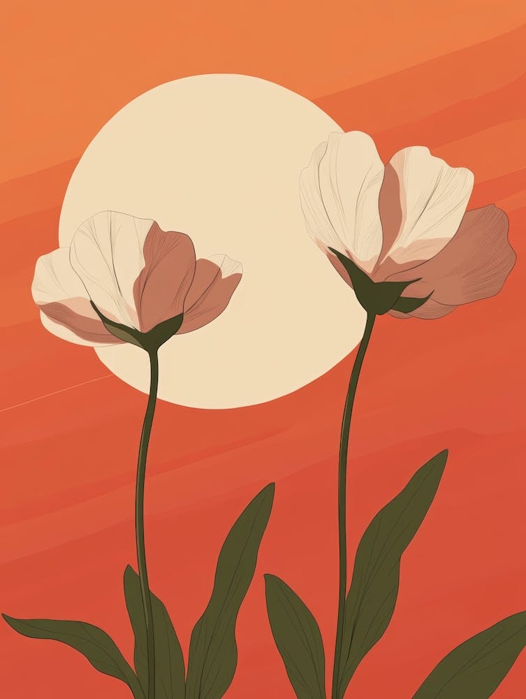 Sunset With Flowers 2