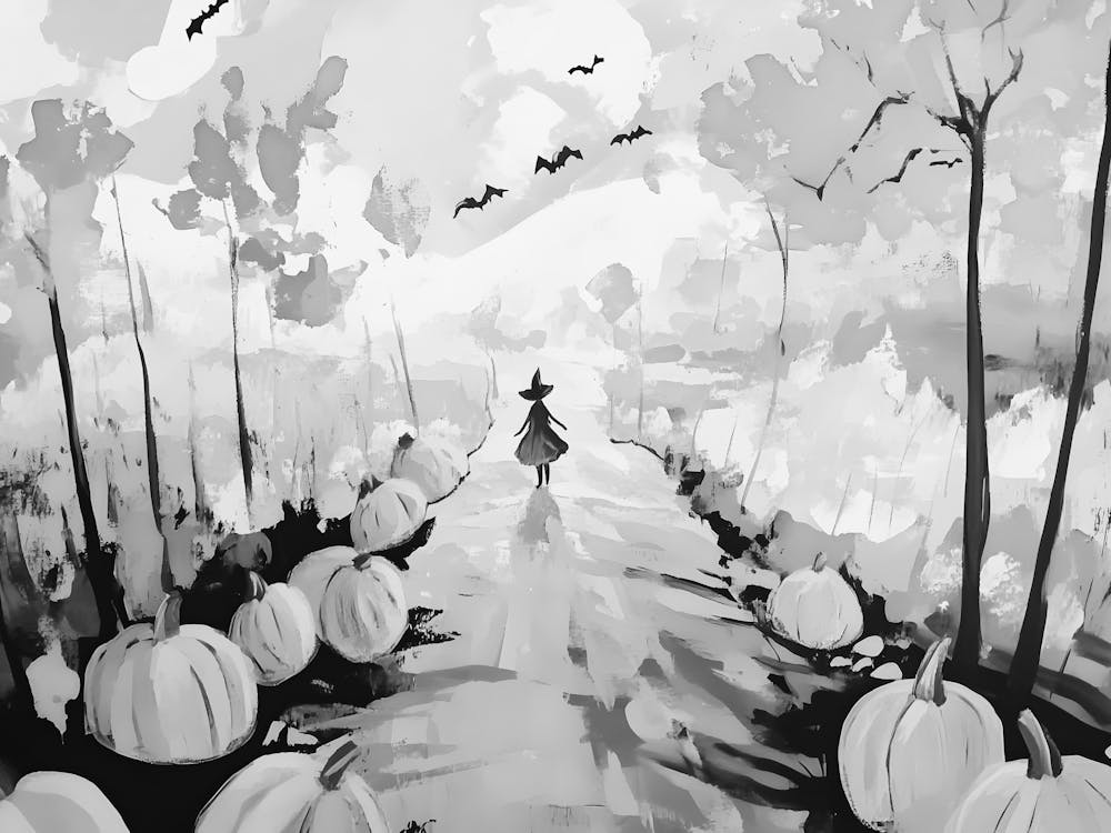 Black And White Pumpkin Painting