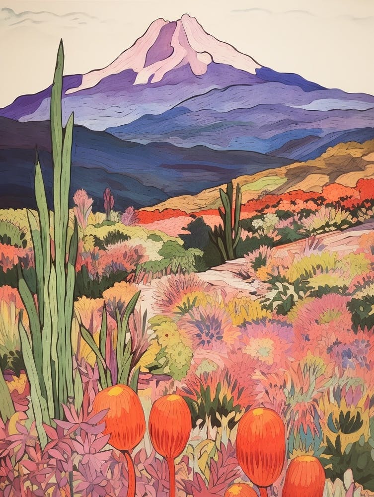 Pico De Orizaba Mexico 1 Colourful Mountain Illustration