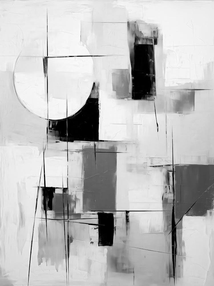 Abstract Black And White Painting 4