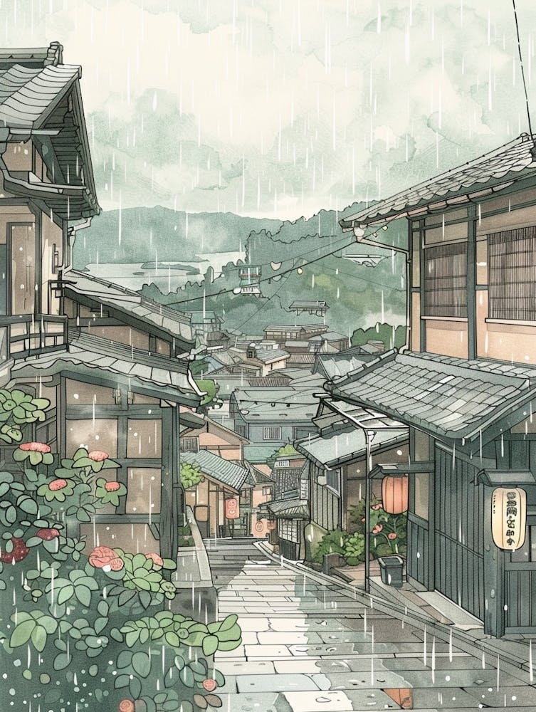 Otaru Japan 3 Retro Illustration