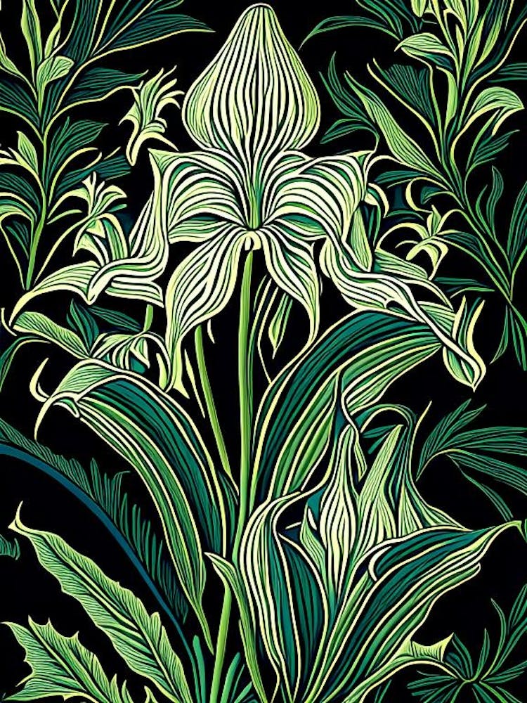 Hosta 2 Floral Botanical Vintage Poster Flower