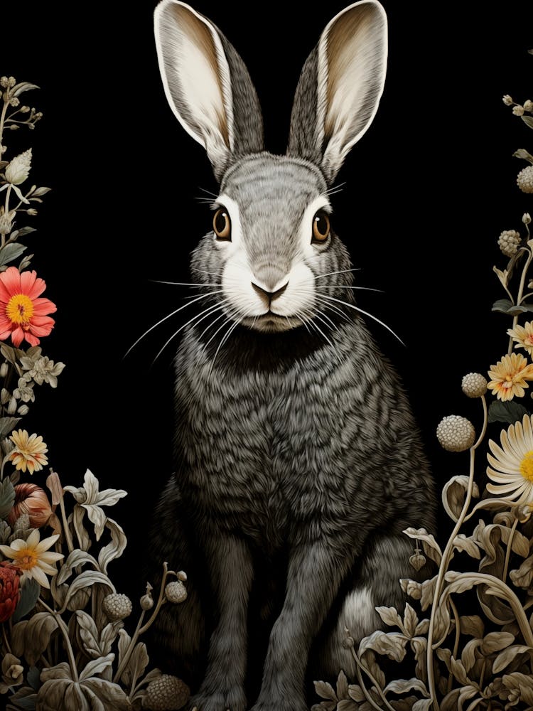 Rabbit In Flowers