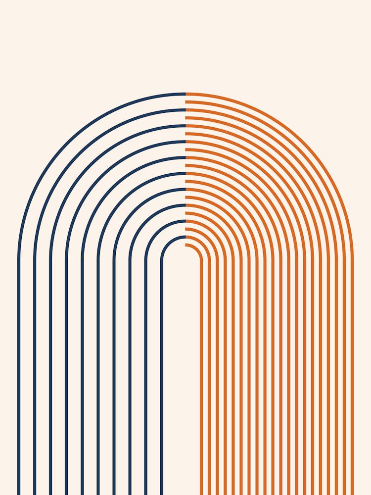 Abstract Geometric Lines 15 In Navy Blue Burnt Orange (Rainbow Abstraction) Copy 2 01