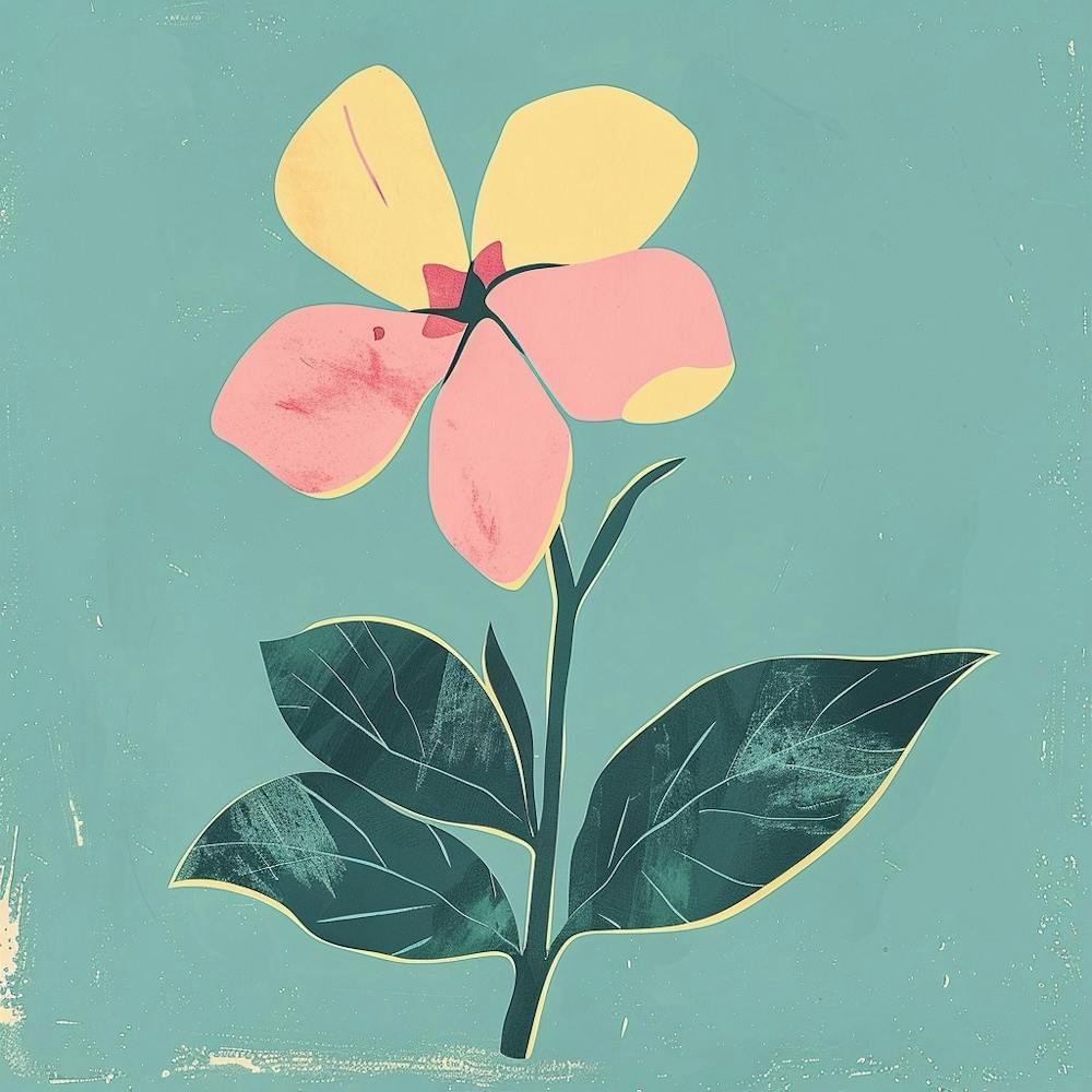 Periwinkle 2 Square Flower Illustration