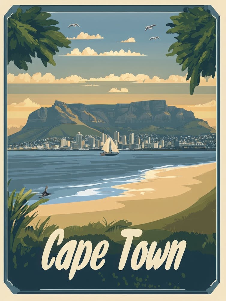 Aihrgdesign A Mid Century Modern Travel Poster For Cape Town 2
