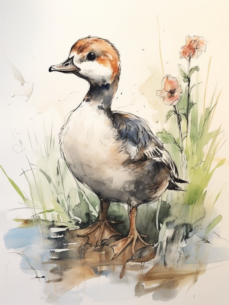 Storybook Animal Watercolour Duck 3