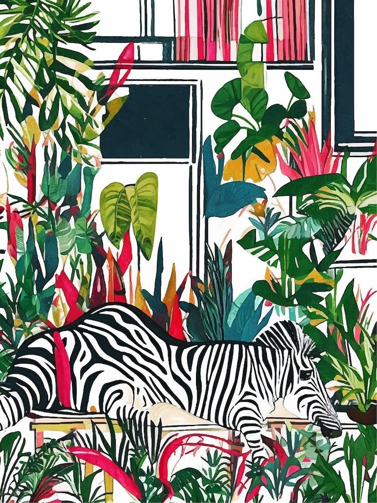 Zebra In The Living Jungle